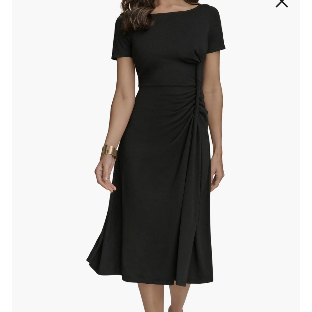 🌸🌸Donna Karan Black Twist Knit Midi Dress